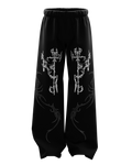 Engrave Black Unisex Straight Fit Baggy Pants