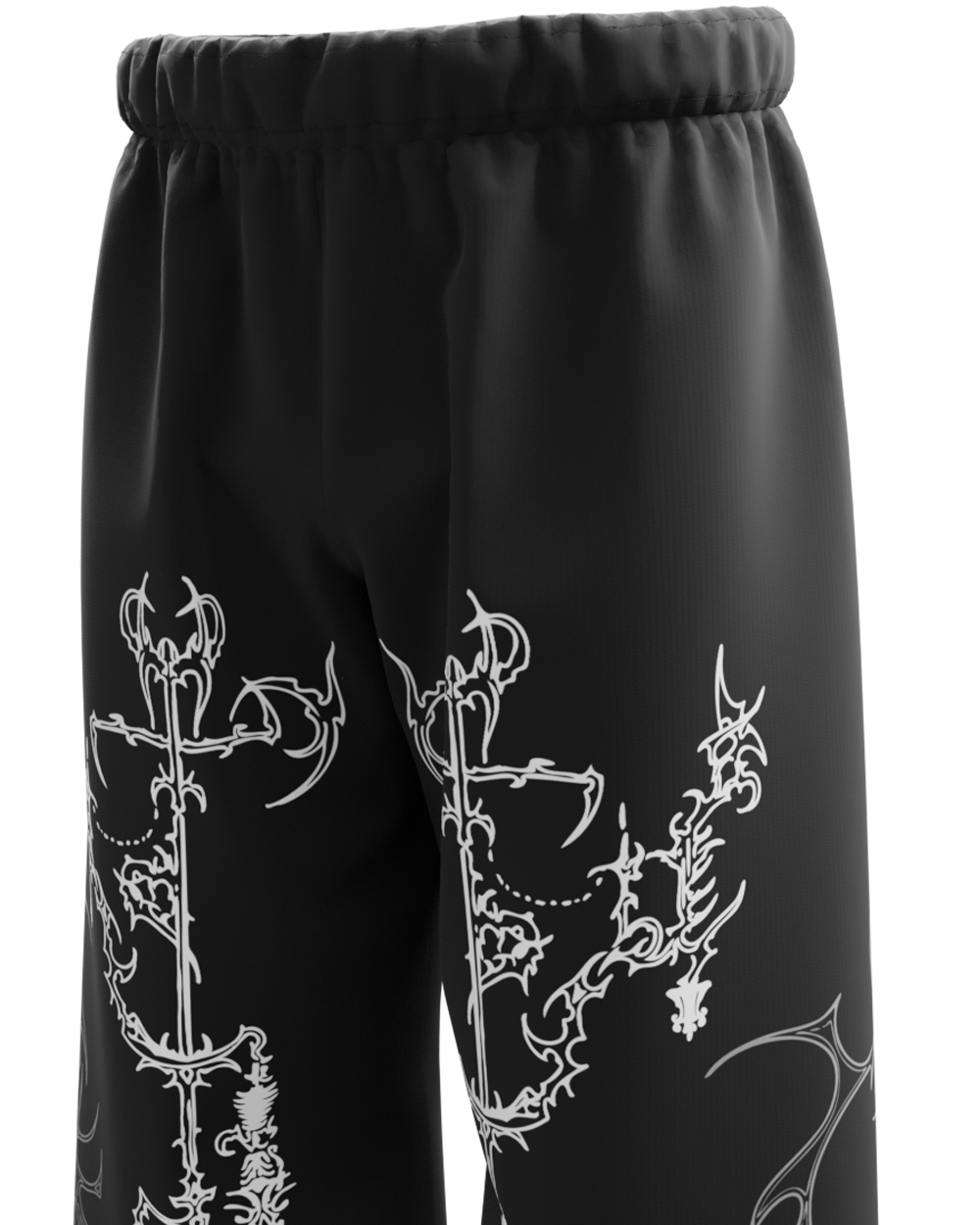 Engrave Black Unisex Straight Fit Baggy Pants